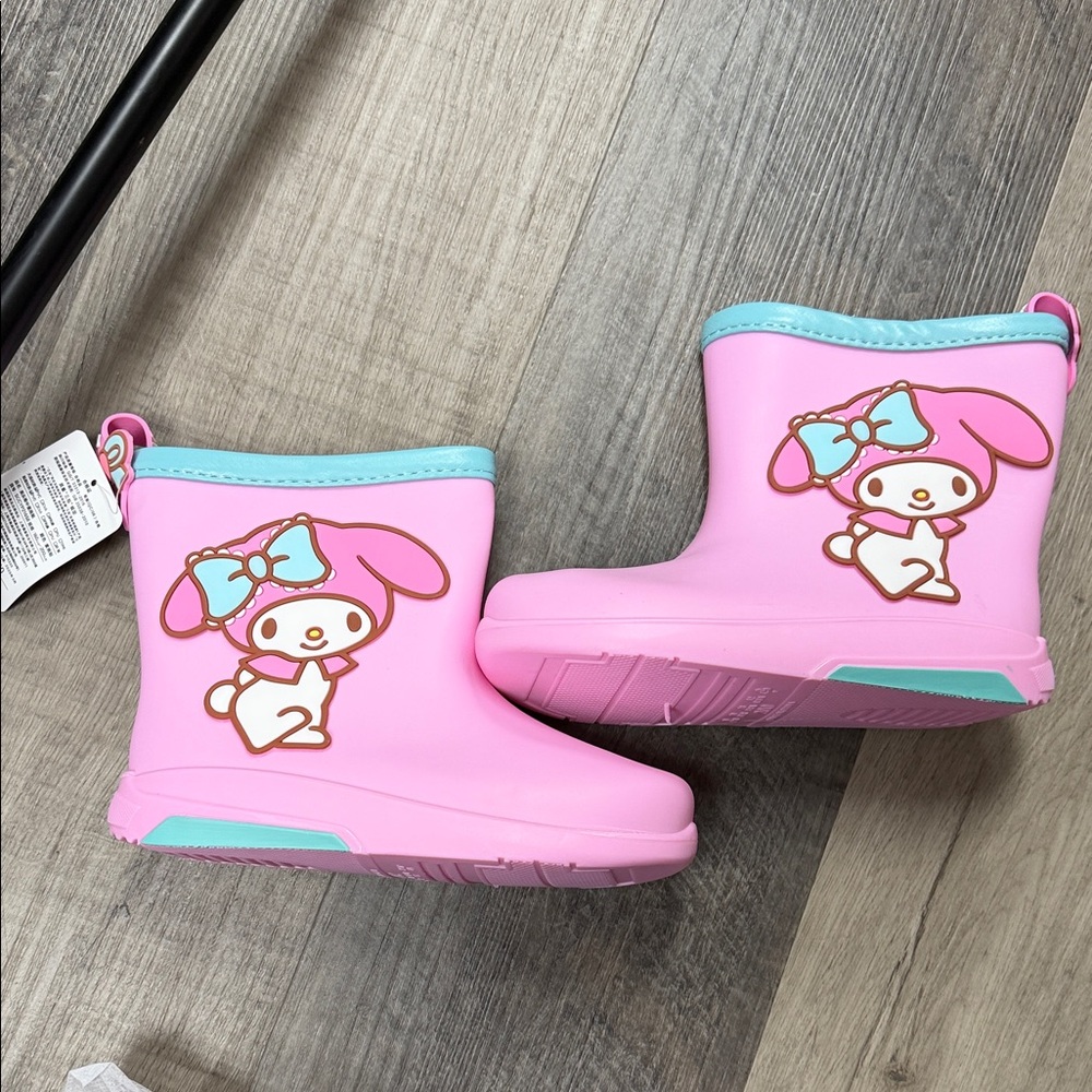 Sanrio Pink My Melody Rain Boots with Aqua Accents